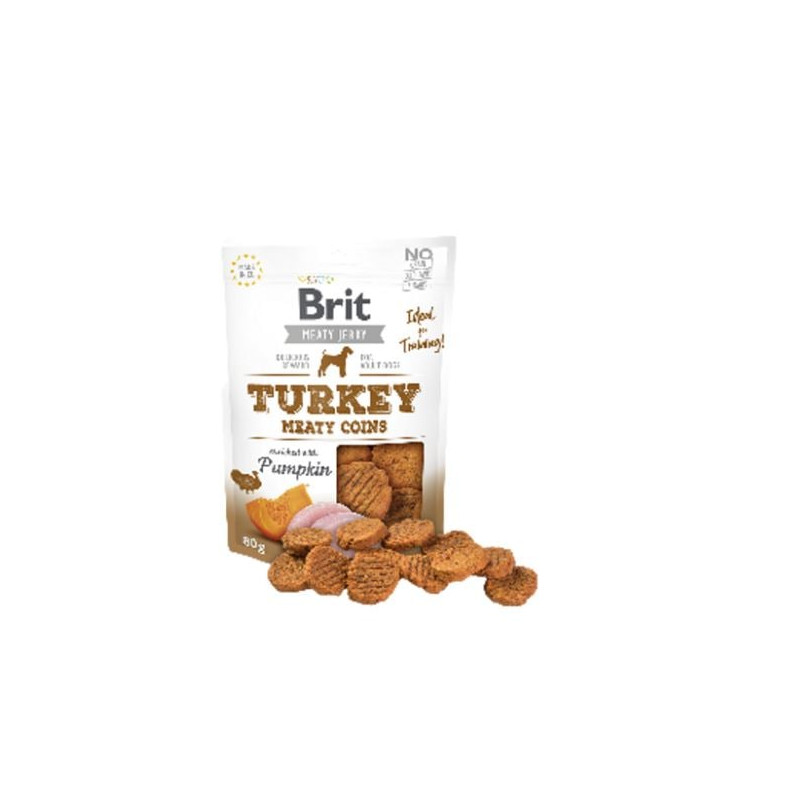 Cibo per cani turkey meaty coins snacks brit 80g