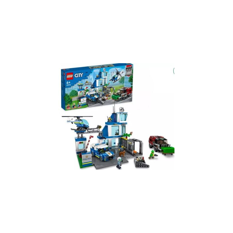 Lego city - stazione di polizia con camion/elicottero/3 figurine