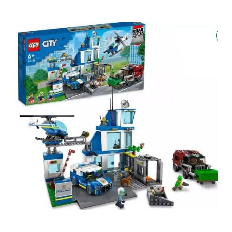 Lego city - stazione di polizia con camion/elicottero/3 figurine