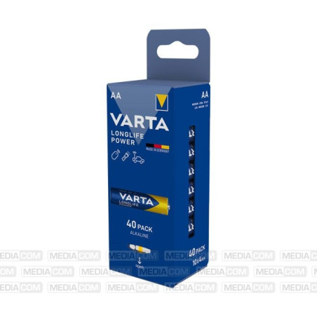 Batteria alcalina varta scatola lr06 1.5v aa 40er longlife power