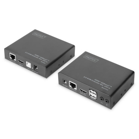 Kit di estensione kvm digitus hdmi hdbaset 2.0 4k/60hz 100m nero