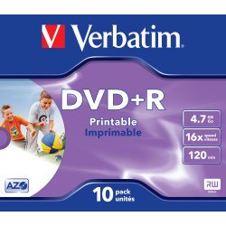 Confezione dvd+r verbatim stampabili 4.7 gb 10pcs [43508]