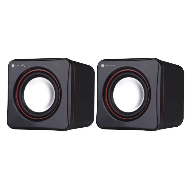 Set altoparlante techly per notebook/pc usb 2.0 e jack 3.5mm nero