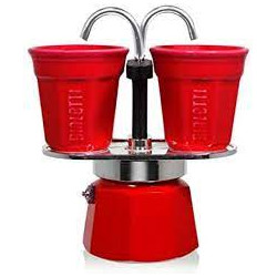 Caffettiere bialetti espresso mini con 2 tazze + 2 tazzine rosso
