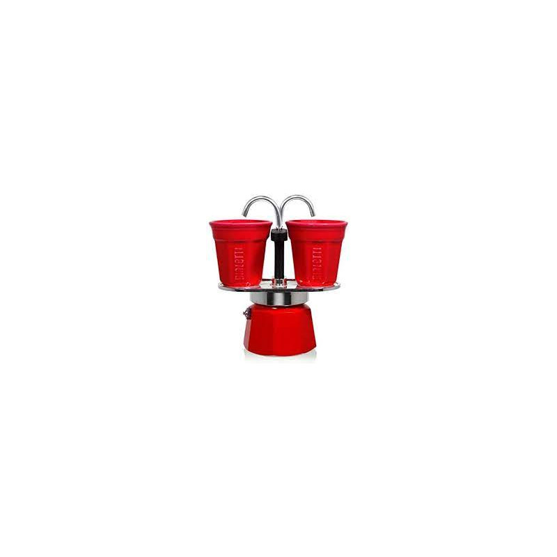 Caffettiere bialetti espresso mini con 2 tazze + 2 tazzine rosso