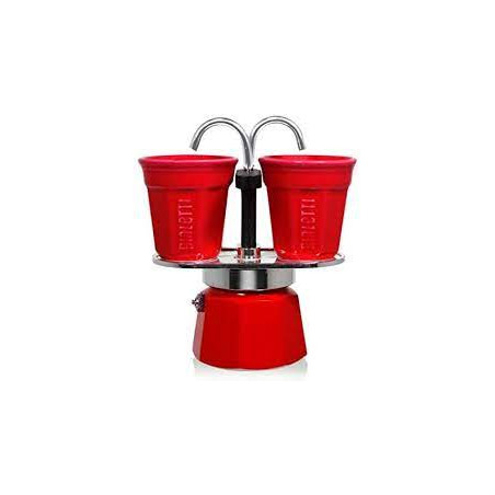 Caffettiere bialetti espresso mini con 2 tazze + 2 tazzine rosso