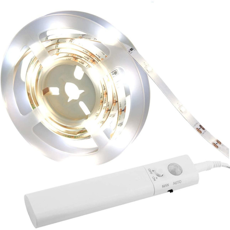 Striscia led techly con sensore di movimento per camera/cucina/1m/bianco