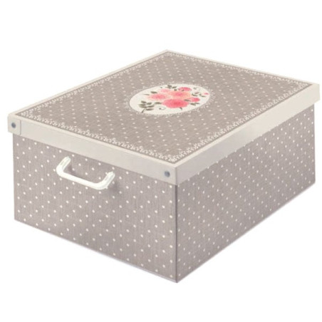 Scatola guardaroba lavatelli 39x50x24cm tortora/bianco/rosa [660po]