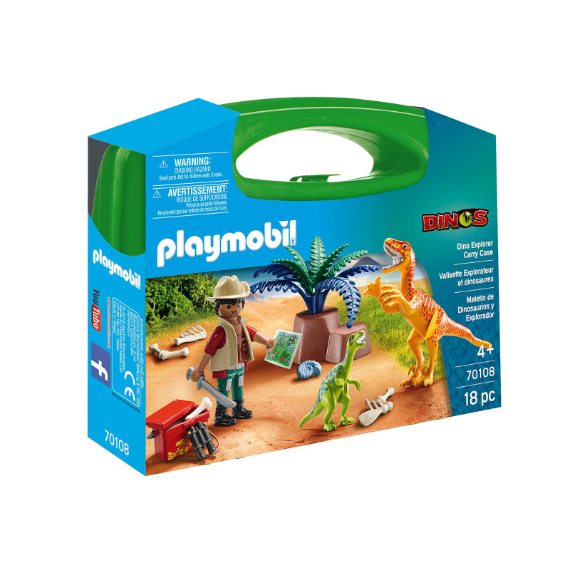 Set da gioco playmobil valigetta dinosaure e esploratore [70108]