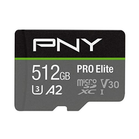 512gb scheda microsdxc pny pro elite nero/grigio [p-sdux512u3100pro-ge]