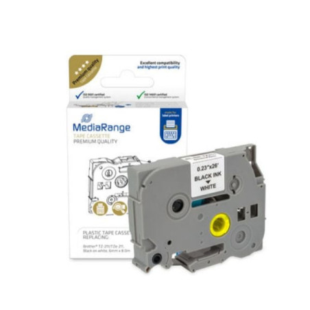 Nastro di stampa mediarange mrbtz211 6mm nero/bianco [mrbtz211]
