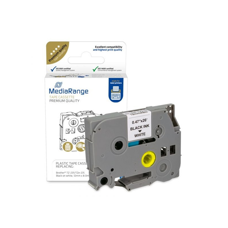 Nastro di stampa mediarange mrbtz231 per brother tze-231 12mm