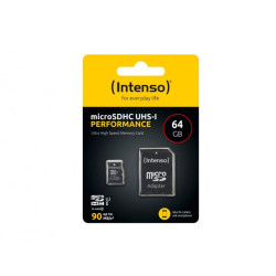 64gb scheda microsdxc intenso uhs-i u1 class 10 con adatatore