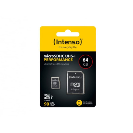 64gb scheda microsdxc intenso uhs-i u1 class 10 con adatatore
