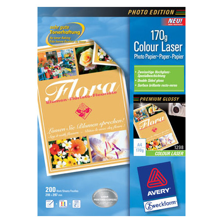 Carta fotografica avery 200 fogli a4 170gr laser [1298]