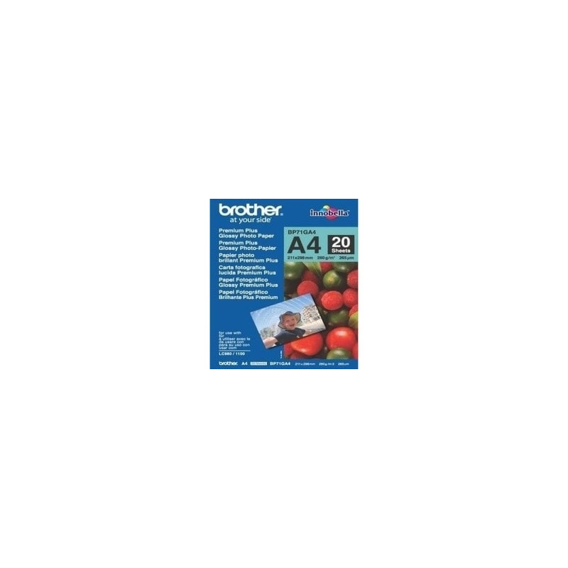 Carta fotografica brother lucida 297x210mm a4 20fogli bianco [bp71ga4]