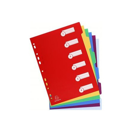 Divisori exacompta 6 tasti a4 in ppl assortiti [4906e]