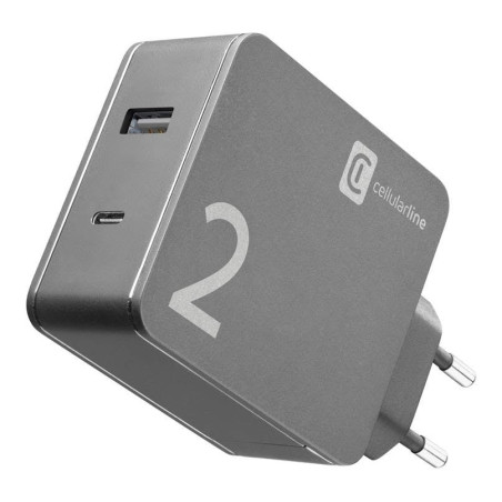 Alimentatore da rete usb cellularline 2 porte achusb2home42wk