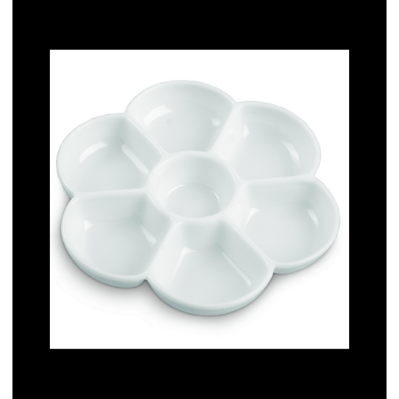 Tavolozza a fiore 7 scomparti cwr per miscelazione 18cm bianco [183a]