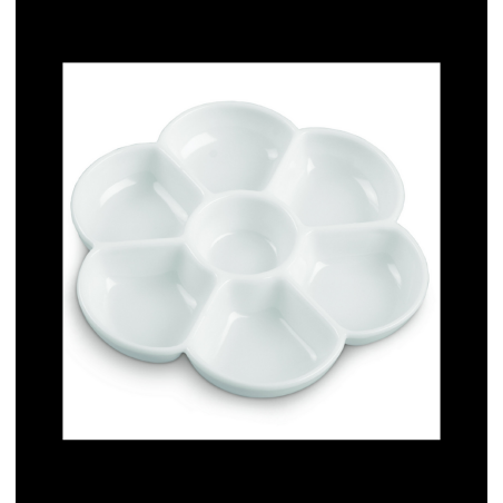 Tavolozza a fiore 7 scomparti cwr per miscelazione 18cm bianco [183a]