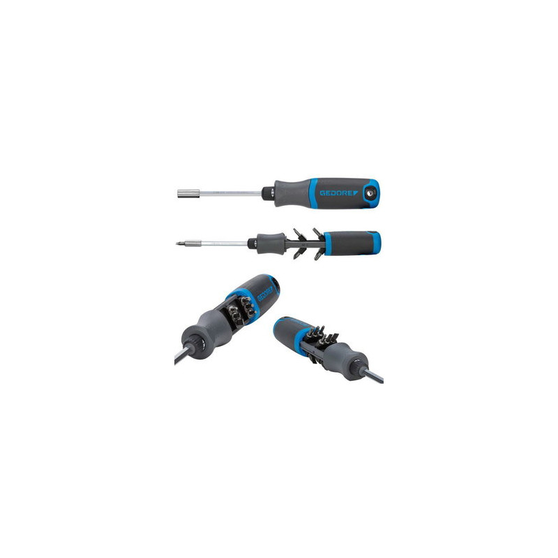 Cacciavite gedore con funzione cricchetto silentgear 1/4" nero/blu