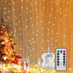 Tenda natalizia goobay luminosa 300 led alimentazione usb e telecomando