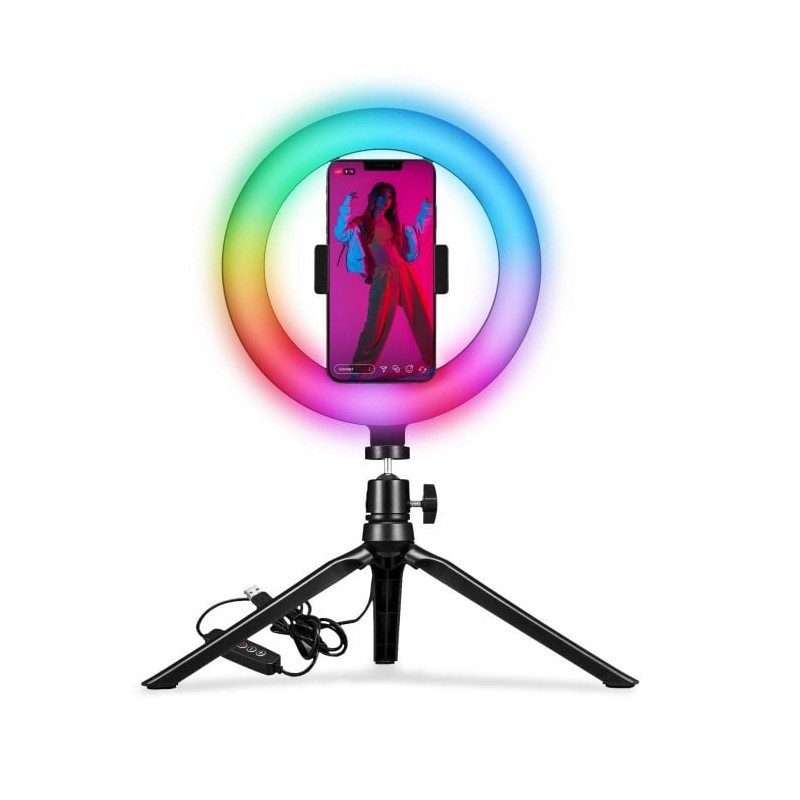 Anello luminoso celly rgb 8 per selfie nero [clickringrgbbk]