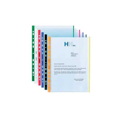 Buste trasparenti forate favorit 10 pz. con banda verde 01/0165 [100460031]