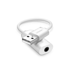 Adattatore audio usb ugreen con mini jack 3.5mm aux bianco [30712]