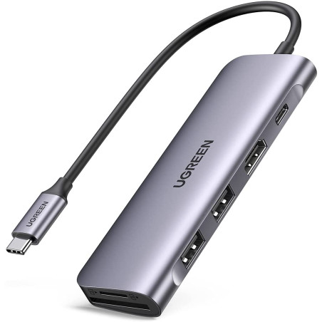 Hub usb ugreen adattatore usb tipo-c 6 in 1 hdmi 4k spazio grigio