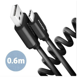 Cavo di ricarica axagon usb-cusb-a spirale 0.6m nero [bucm-am10tb]