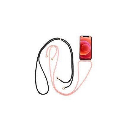 Custodia con laccio da collo celly per iphone 13pro nero/rosa [lacet1008bkpk]