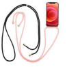 Custodia con laccio da collo celly per iphone 13pro nero/rosa [lacet1008bkpk]
