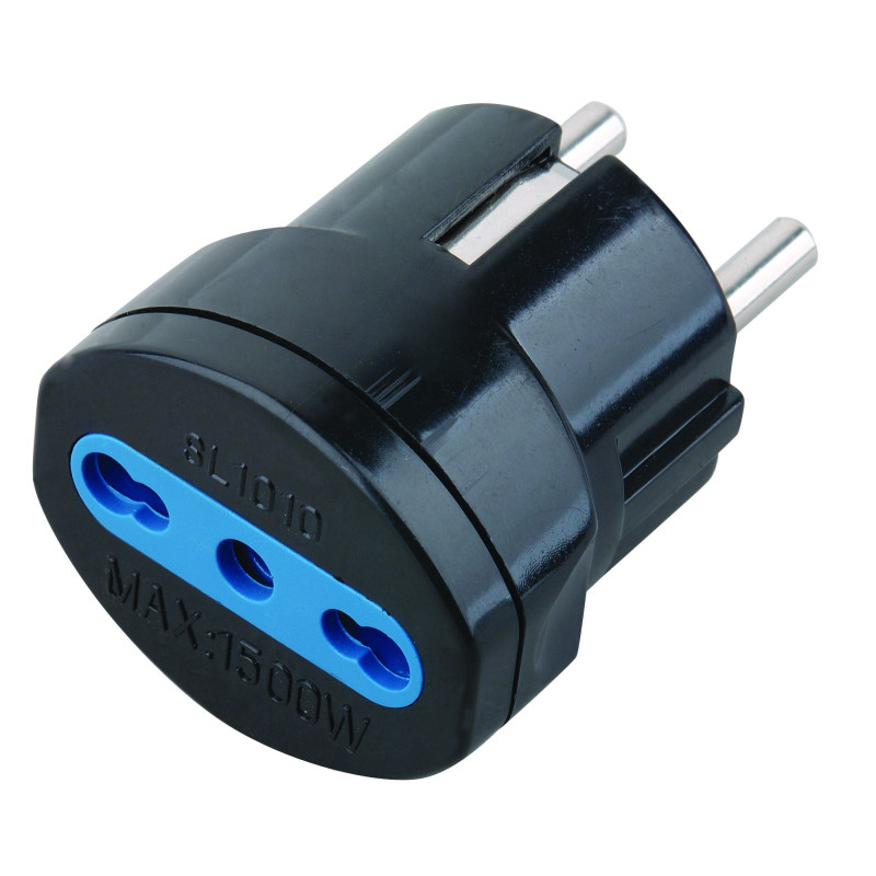 Adattatore spina schuko techly 10/16a nero