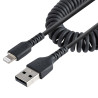 Cavo usb startech.com tipo-a a lightning spiralato 50cm nero