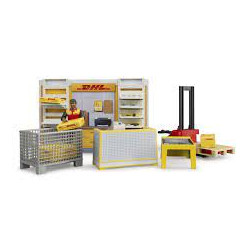 Bruder bworld dhl shop + carrello elevatore manuale [62251]
