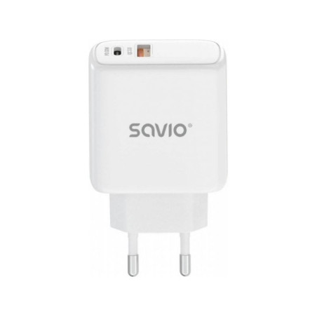 Caricabatterie savio elmak usb type a & type c 3.0 3a bianco