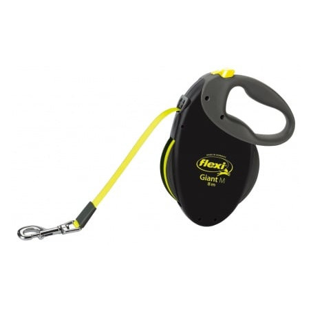 Guinzaglio retrattile flexi per cane 8m nero/giallo