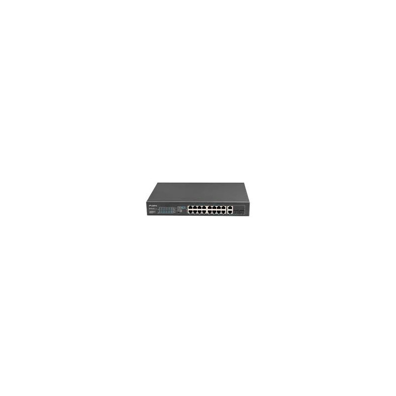 Switch lanberg 16x100mb poe+/2x combo gigabit ethernet 150w rack