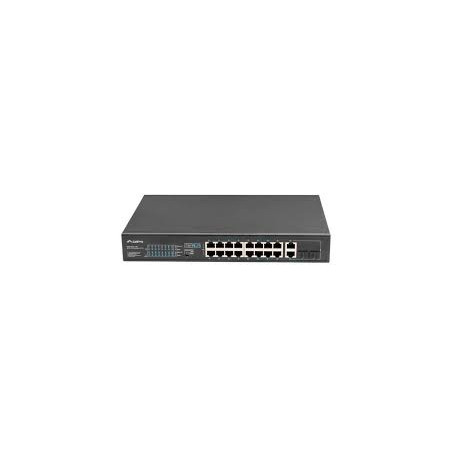 Switch lanberg 16x100mb poe+/2x combo gigabit ethernet 150w rack