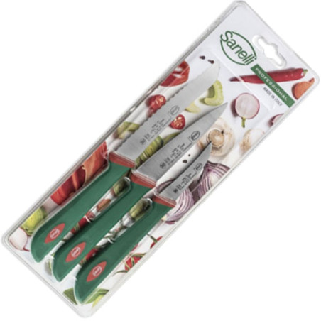 set coltelli coltellerie sanelli acciaio inox 3pz manico antiscivolo
