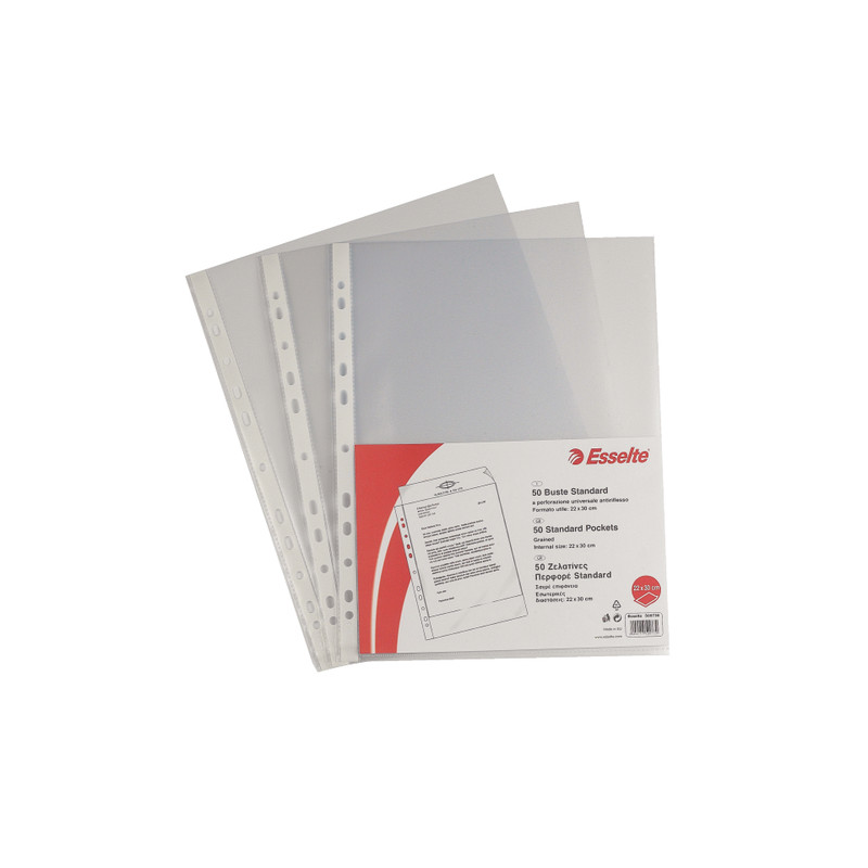 Buste trasparenti forate esselte 50pz. standard a4 antiriflesso [395097300]
