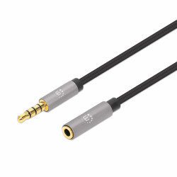 Cavo manhattan prolunga audio stereo 3.5mm m/f 3m nero/argento [356046]