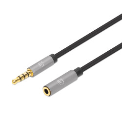 Cavo manhattan prolunga audio stereo 3.5mm m/f 5m nero/argento [356053]