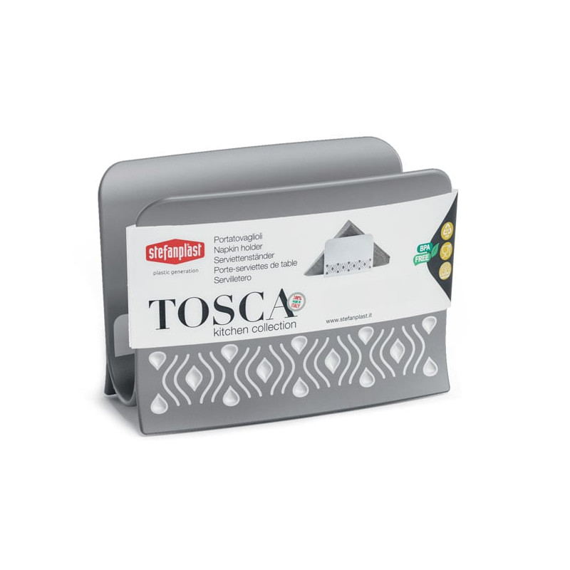 Portatovaglioli stefanplast tosca in plastica 15.5x7.5x11cm grigio