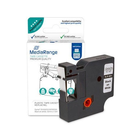 Cassetta a nastro mediarange dymo d1 12mmx7m/nero/bianco [mrdy45013]