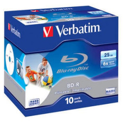 Confezione blu-ray verbatim bd-r 25gb 6x print. xx 10pcs