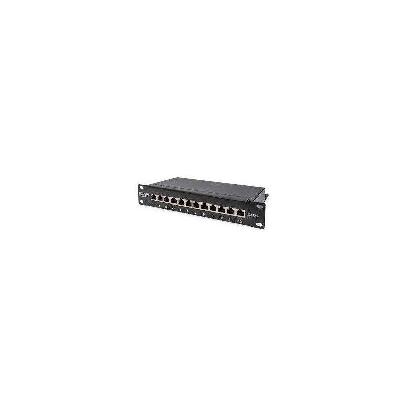 Patch panel digitus cat 6a 10'' 12-porte nero [dn-91608s-sl-ea]