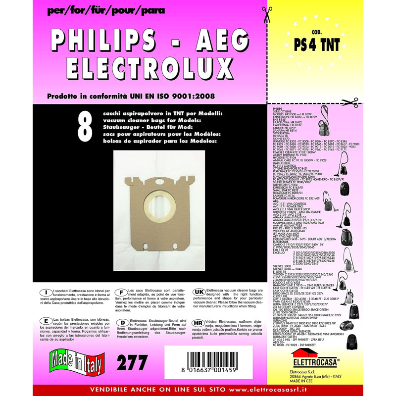 Sacchetti aspirapolvere elettrocasa fw8 tnt