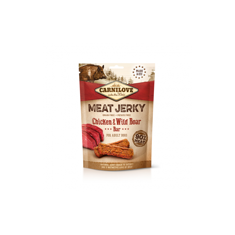 Mangime per cani carnilove snack jerky chicken & wild boar 100g